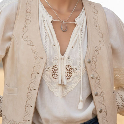 Oxidised Silver Necklace with Natural Brown Stone Pendant