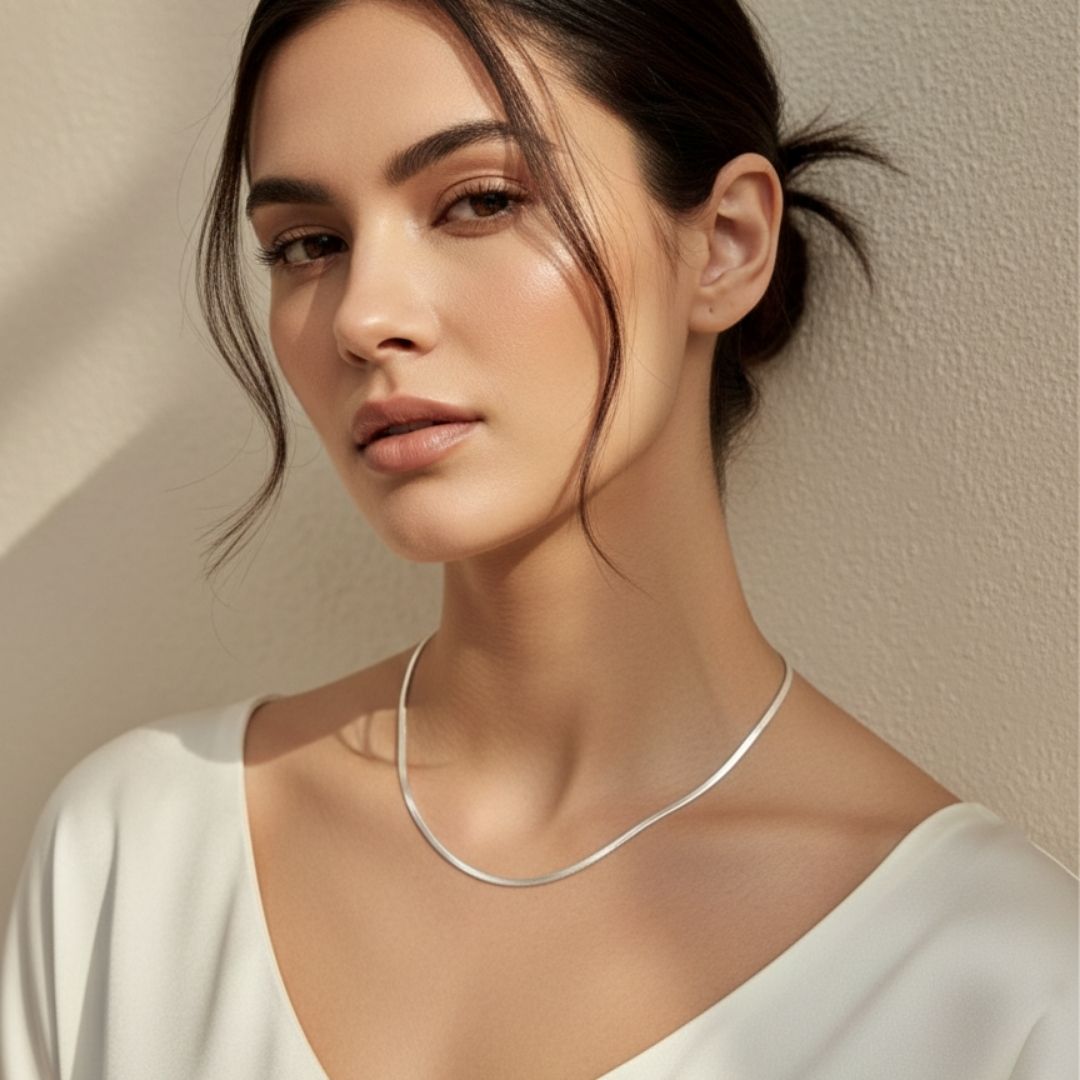 Minimalist Oxidised Silver Chain Necklace