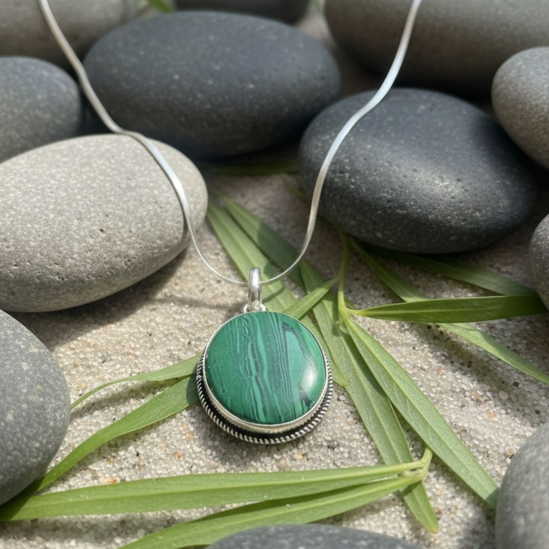 Emerald Green Oval Pendant Necklace