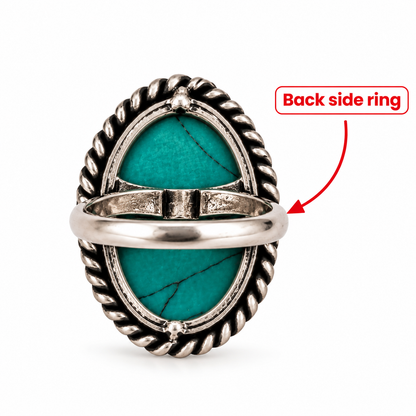Oxidised Silver Turquoise Stone Statement Ring
