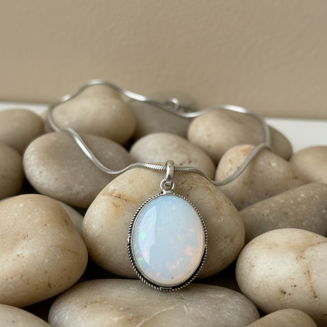 Moonlight Opal Oval Pendant Necklace