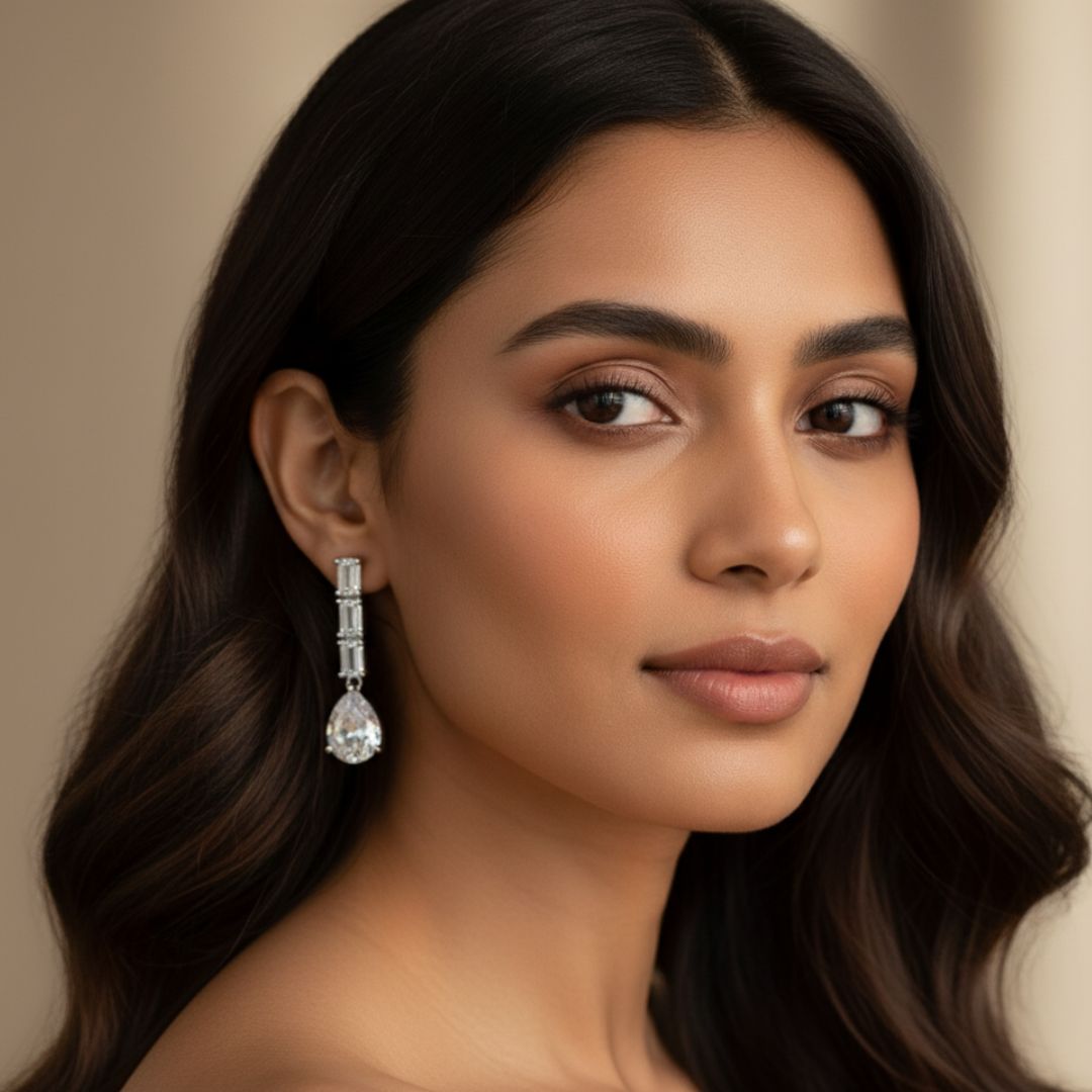 American Diamond Linear Classic Drop Earrings