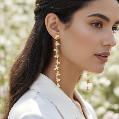 Gold Butterfly Chain Drop Earrings