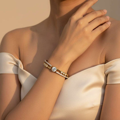 Anti-Tarnish Gold Crystal Bracelet | Elegant Zirconia Bangle