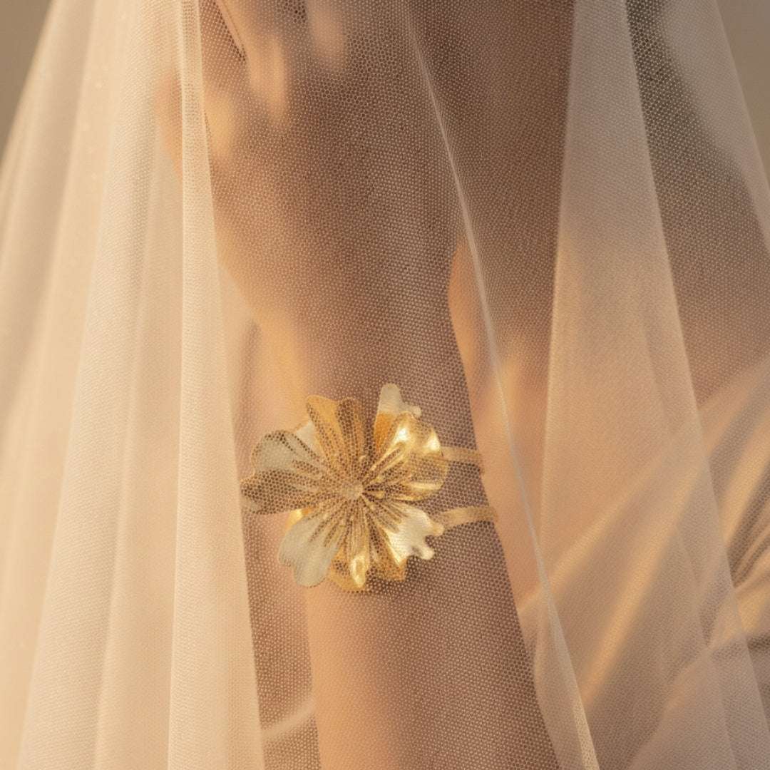 Oversized Gold Bloom Bangle & Ring Set
