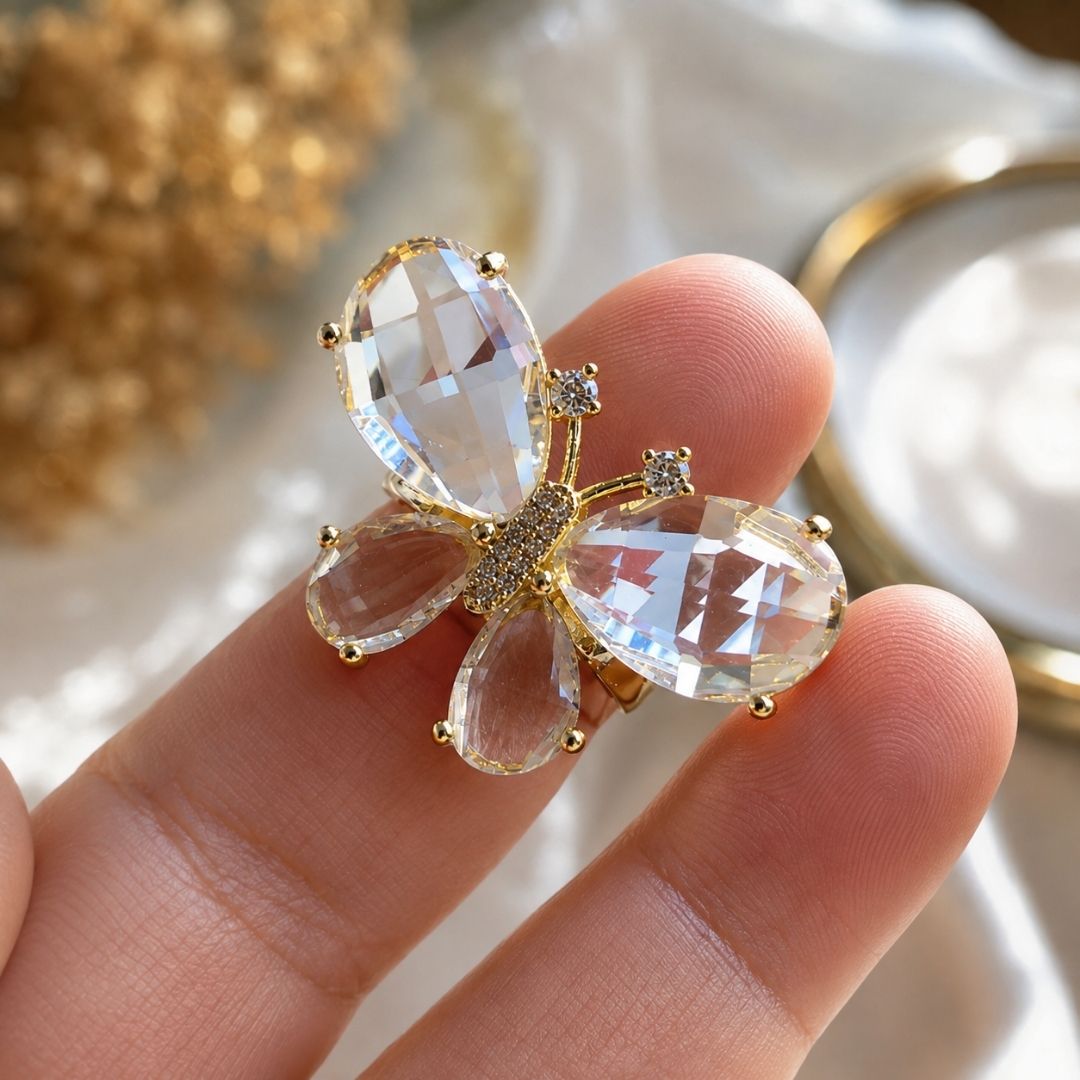 Big Crystal Butterfly Ring