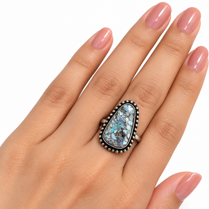 Oxidised Silver Opal Mosaic Statement Ring
