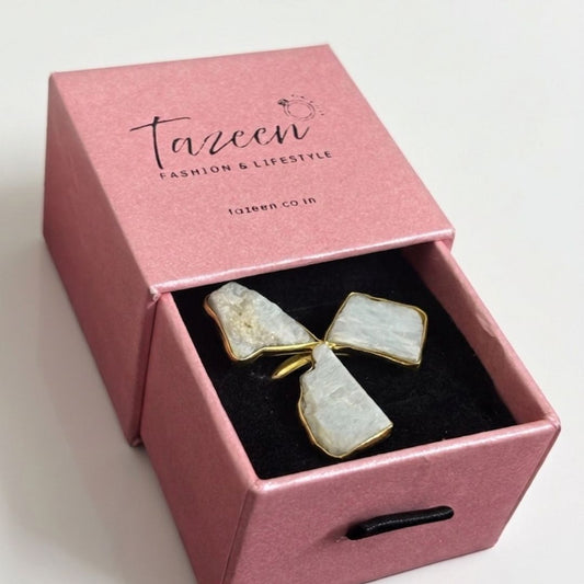 Ivory Moonstone Petal Ring in Gold Vermeil