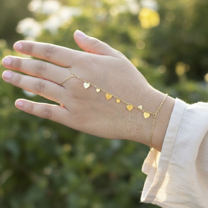 Minimal Gold Heart Hand Bracelet