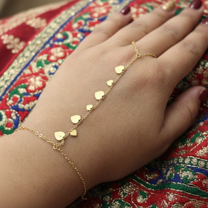 Minimal Gold Heart Hand Bracelet