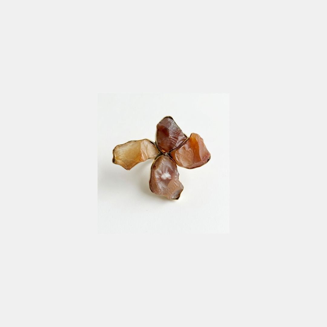 Blush Quartz Petal Statement Ring in Gold Vermeil