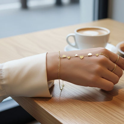 Minimal Gold Heart Hand Bracelet