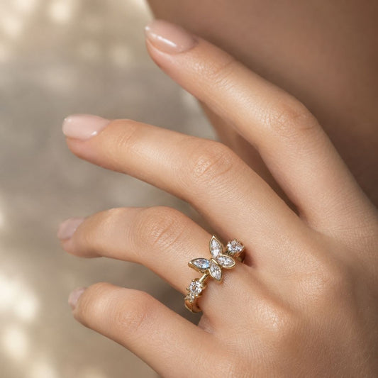 Silver Plated Butterfly Sparkle Ring