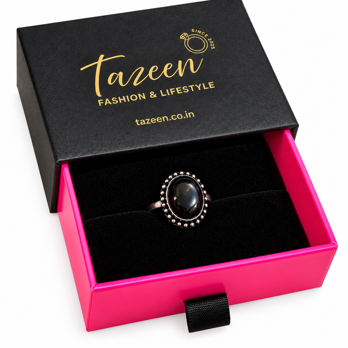 Oxidised Black Onyx Statement Ring | Vintage Oval Gemstone Ring