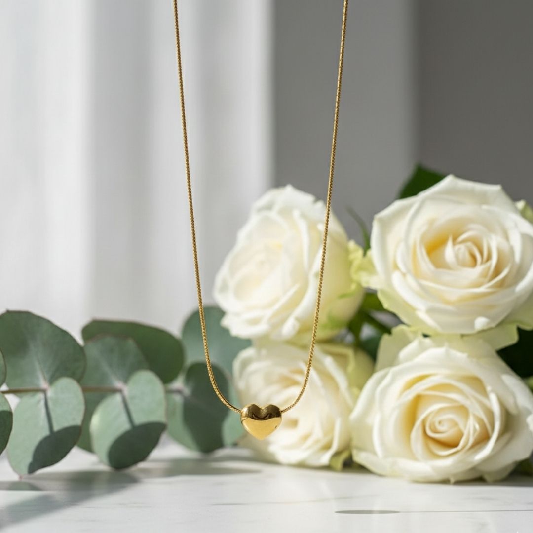 Minimal Gold Heart Pendant Necklace for Everyday Wear