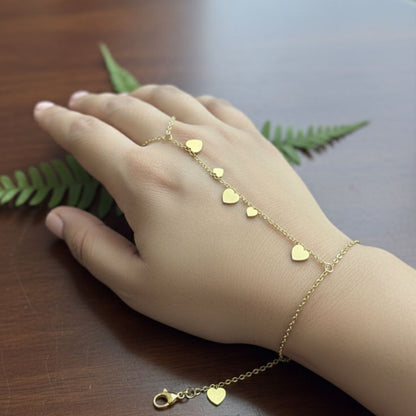 Minimal Gold Heart Hand Bracelet