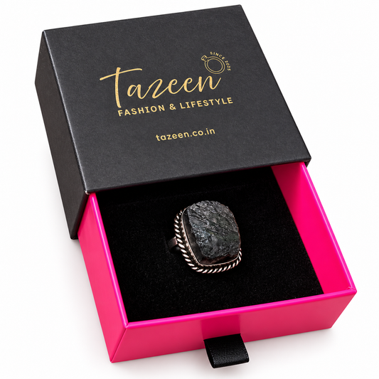 Rustic Black Druzy Gemstone Ring in Antique Rose Gold Finish