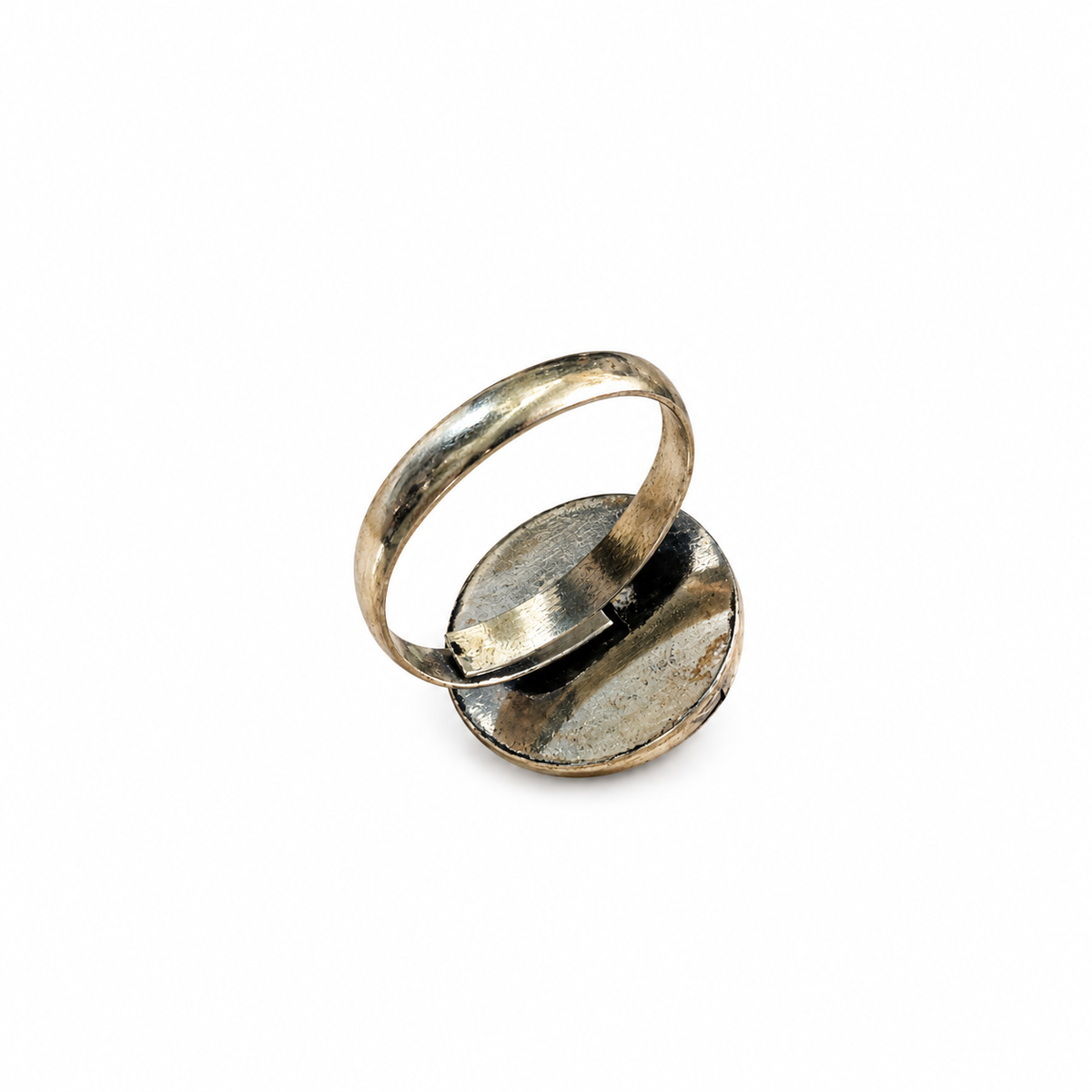Oxidised German Silver Tiger Eye Natural Stone Statement Ring