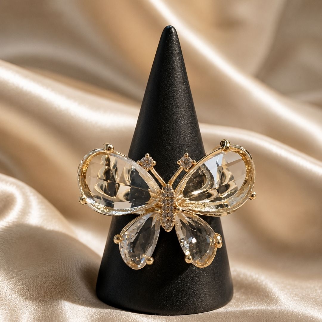 Big Crystal Butterfly Ring