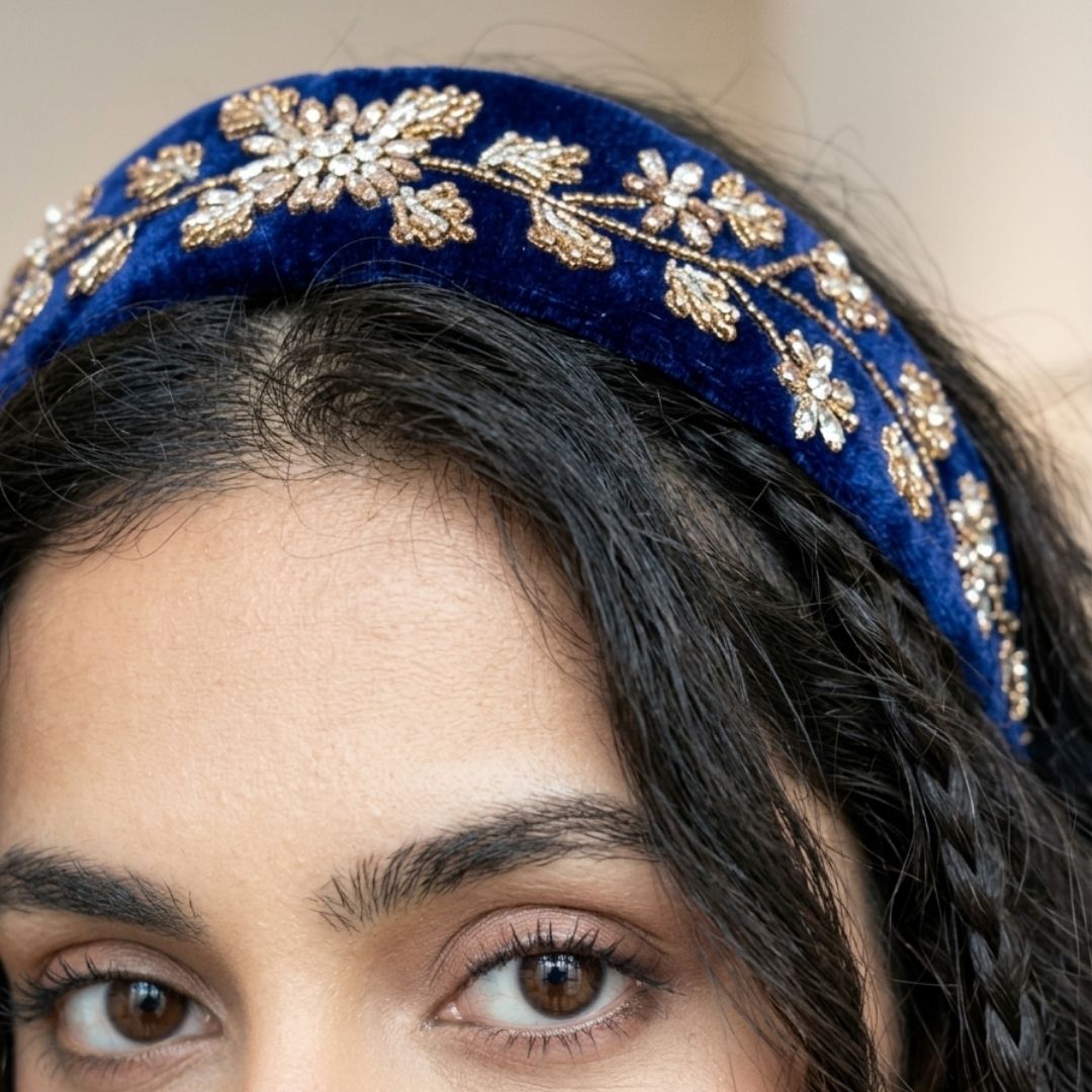 Handmade Premium Velvet Hairband with Sequin & Star Embellishment