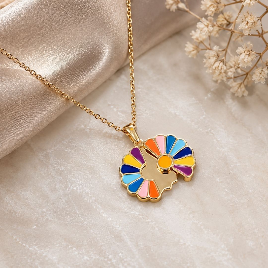Vivid Multicolor Anti-Tarnish Flower Pendant Necklace
