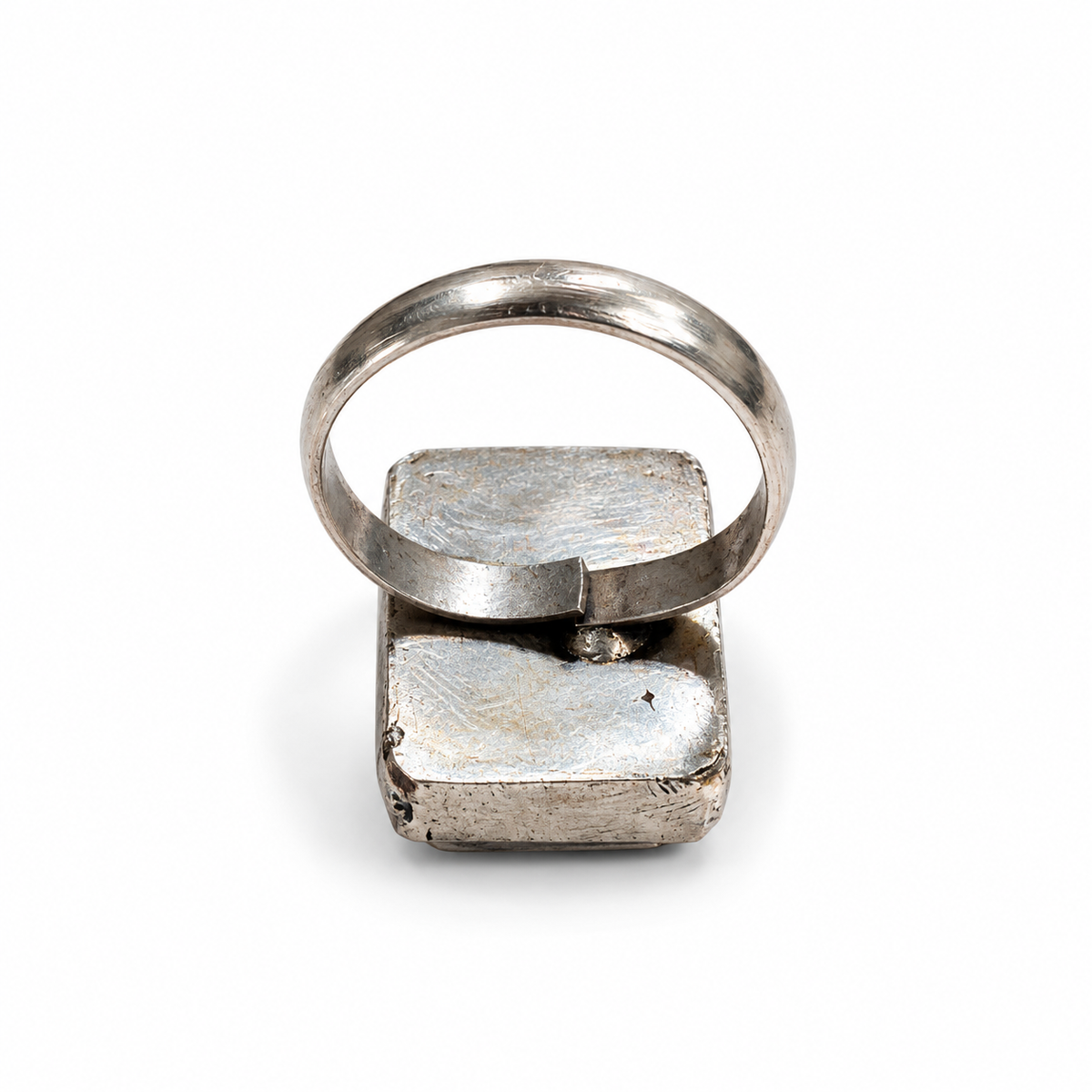 Oxidised Silver Rectangular Natural Stone Statement Ring for Women