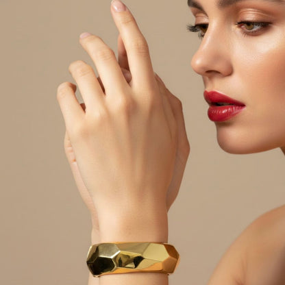 Faceted Gold Plated Cuff Bracelet