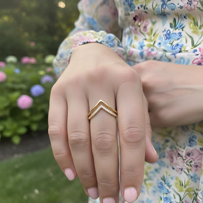 Anti-Tarnish 18K Gold Plated V Design Ring