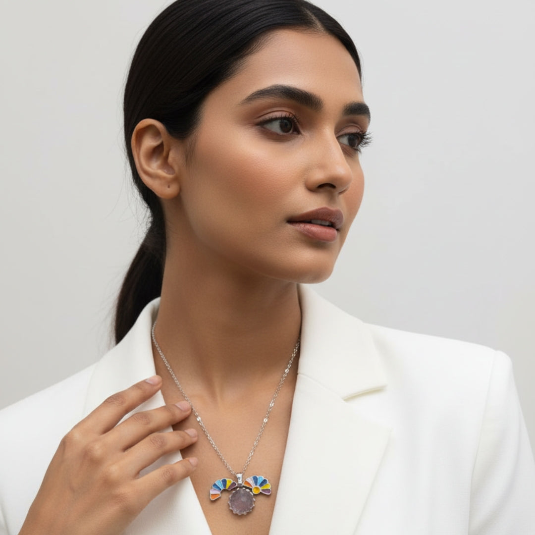 Vivid Multicolor Anti-Tarnish Flower Pendant Necklace