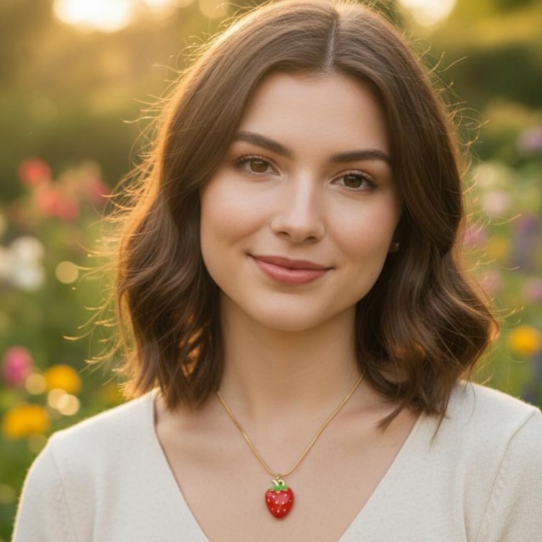 Strawberry Charm Necklace – Cute Minimal Pendant for Everyday Wear