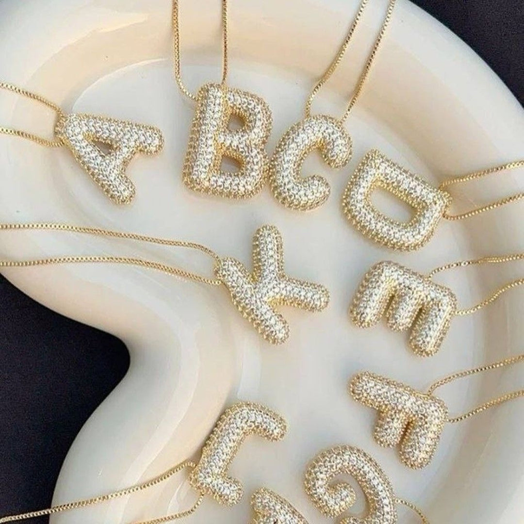 K Letter Diamond Necklace – Gold Plated Pavé Alphabet Pendant
