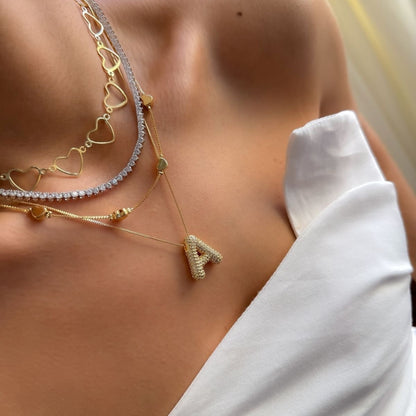 A Letter Diamond Necklace – Gold Plated Alphabet Pendant, Anti Tarnish