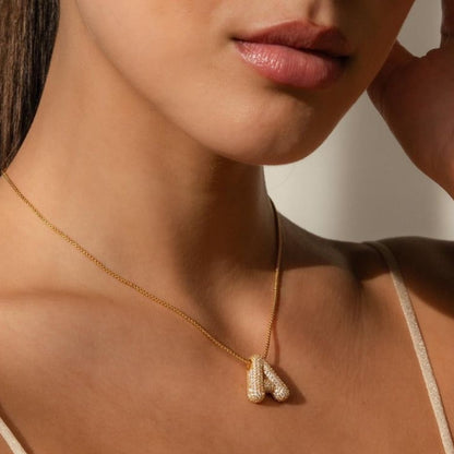 A Letter Diamond Necklace – Gold Plated Alphabet Pendant, Anti Tarnish