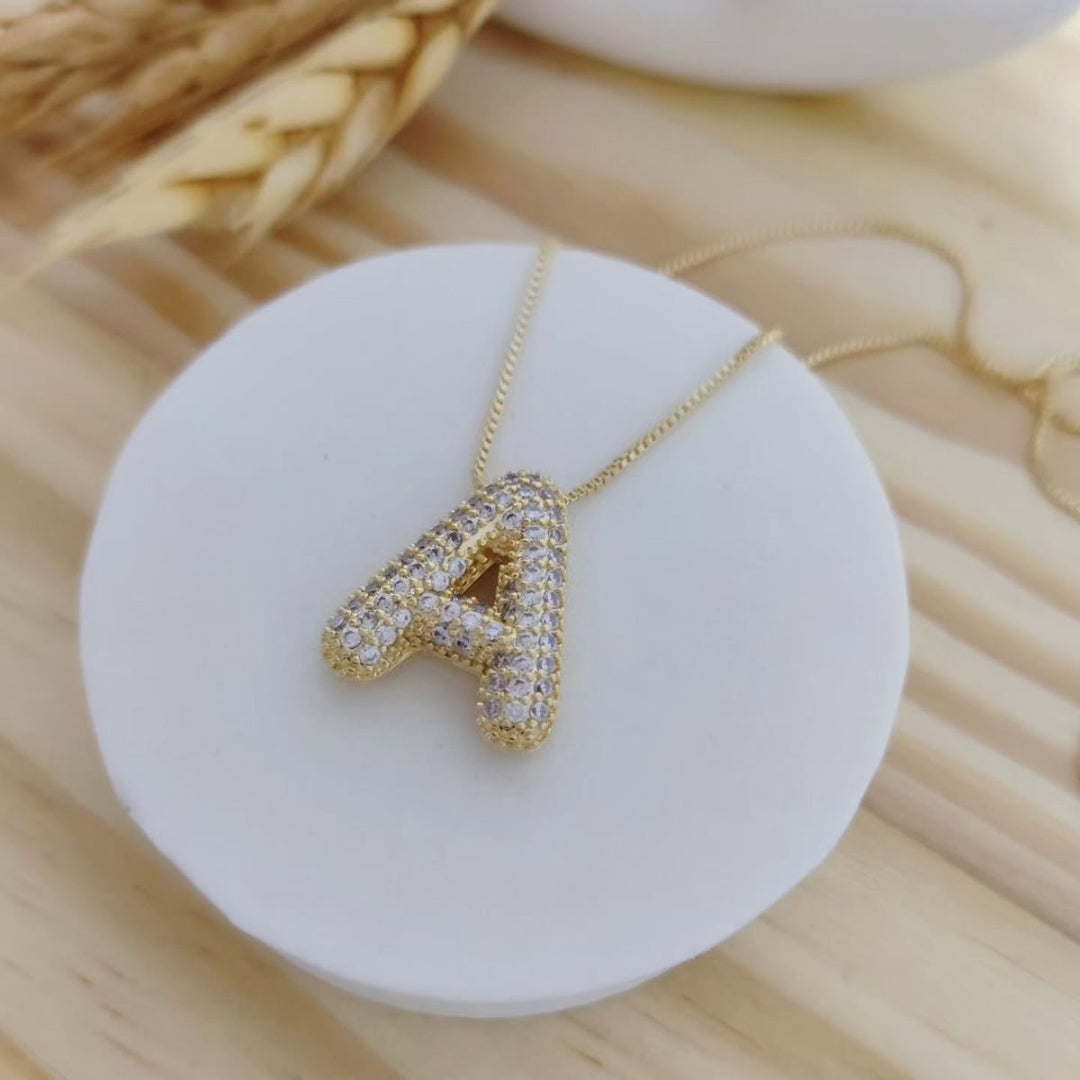 A Letter Diamond Necklace – Gold Plated Alphabet Pendant, Anti Tarnish