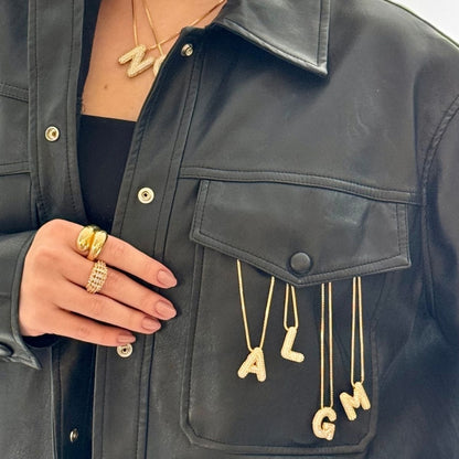 A Letter Diamond Necklace – Gold Plated Alphabet Pendant, Anti Tarnish