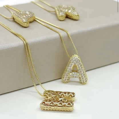 A Letter Diamond Necklace – Gold Plated Alphabet Pendant, Anti Tarnish