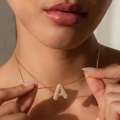 A Letter Diamond Necklace – Gold Plated Alphabet Pendant, Anti Tarnish
