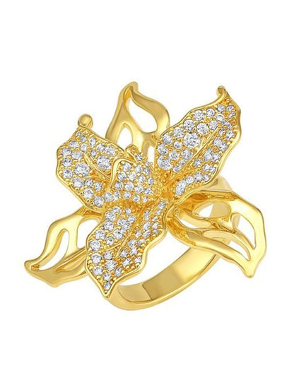 18KT Gold-Plated Stone-Studded Adjustable Finger Ring