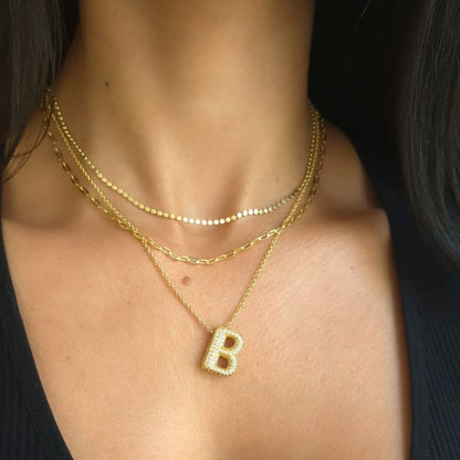 B Letter Diamond Necklace – Gold Plated Alphabet Pendant, Anti Tarnish