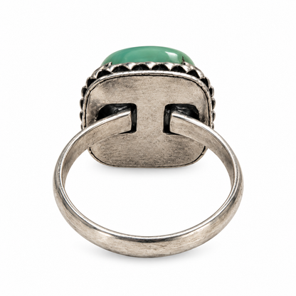 Oxidised German Silver Green Stone Ring