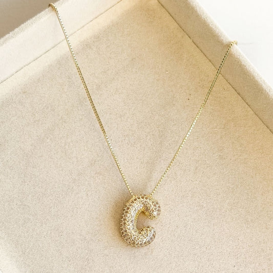 C Letter Diamond Necklace – Gold Plated Alphabet Pendant, Anti Tarnish