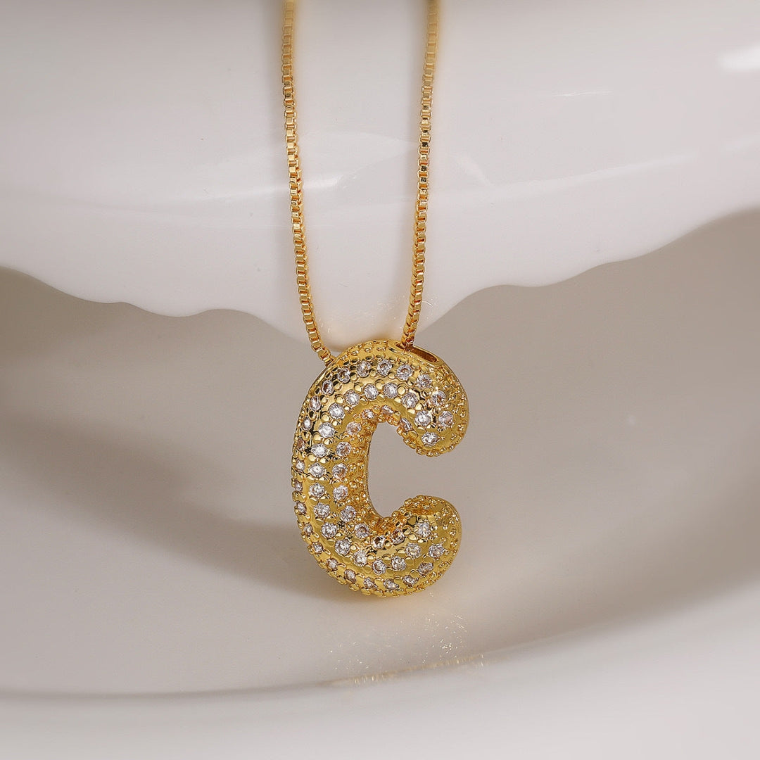 C Letter Diamond Necklace – Gold Plated Alphabet Pendant, Anti Tarnish