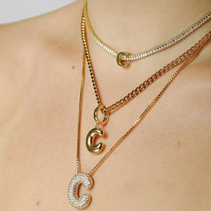 C Letter Diamond Necklace – Gold Plated Alphabet Pendant, Anti Tarnish