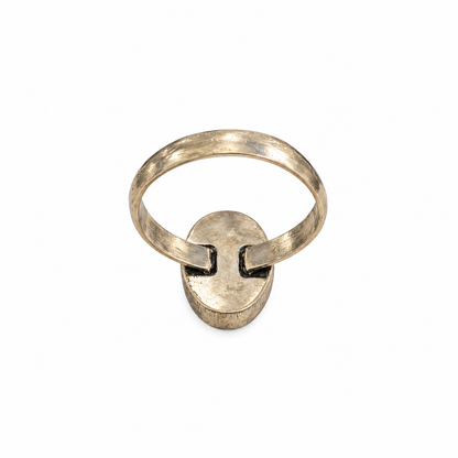 Oxidised German Silver White Stone Ring