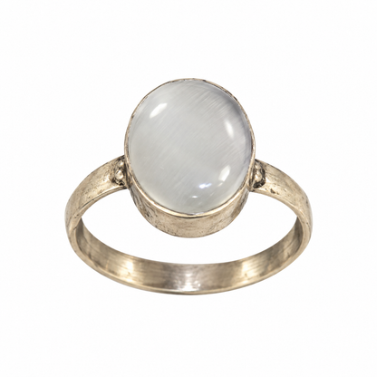 Oxidised German Silver White Stone Ring