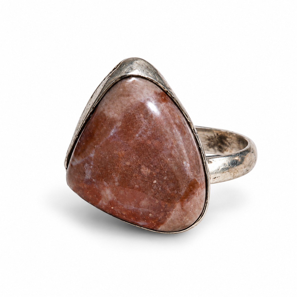 Oxidised Silver Ring with Rustic Rose-Brown Stone