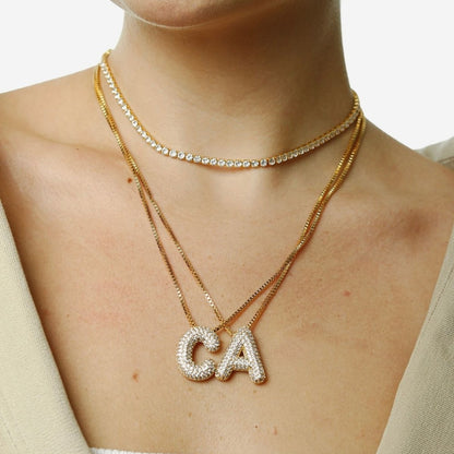 C Letter Diamond Necklace – Gold Plated Alphabet Pendant, Anti Tarnish