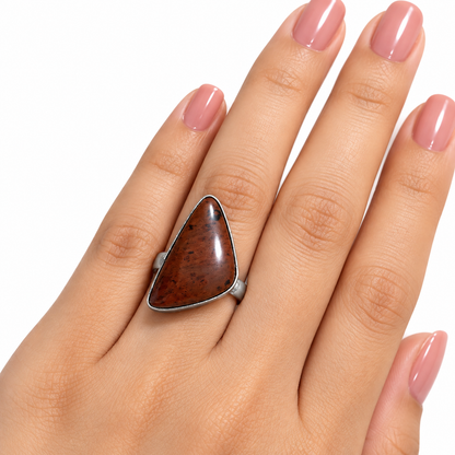 Oxidised Silver Brown Stone Statement Ring