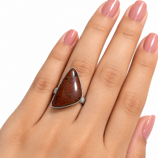 Oxidised Silver Brown Stone Statement Ring