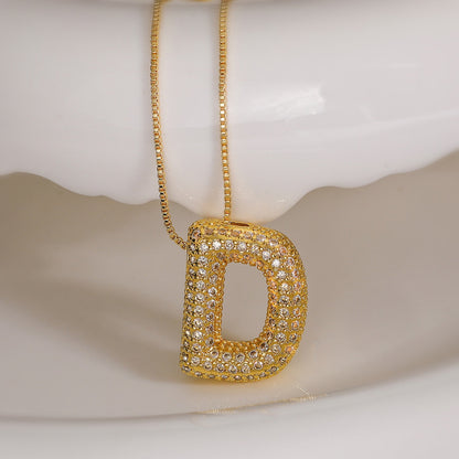D Letter Diamond Necklace – Gold Plated Alphabet Pendant, Anti Tarnish